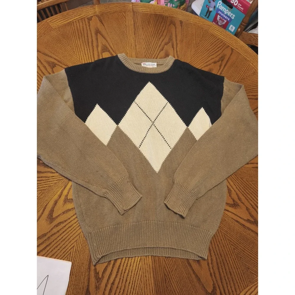Vintage Men Sweater Size L Coastal Preppy Collegiate Y2K Cotton Parker Of Vienna